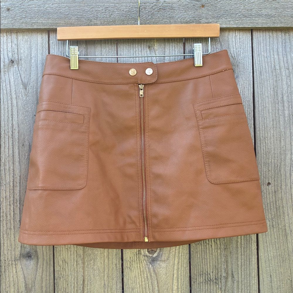 Free People Brown Leather Mini Skirt